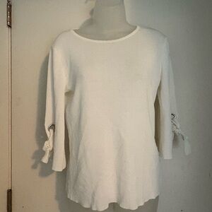 Chic White Blouse with Sleeve Ties